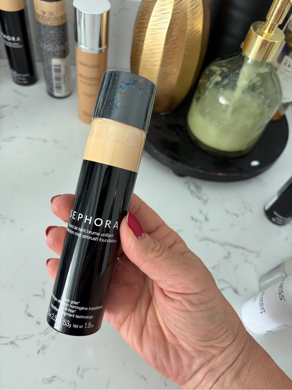 Sephora Airbrush Foundation Mist - Light Beige Bottle with Black Cap